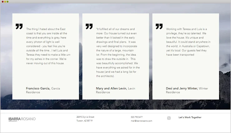 Ibarra Rosano Wix Website projects page