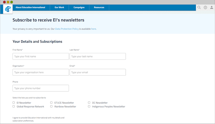 Education International CMS Website