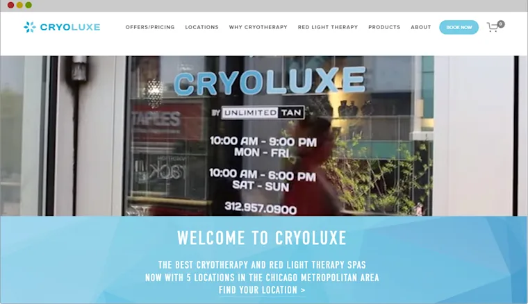 Cryoluxe Squarespace website