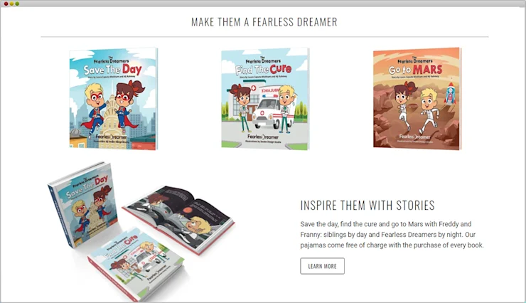 Fearless Dreamer Web to Print Store product page