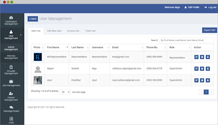 Health Record Website