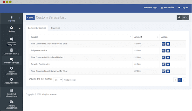 Health Record Website