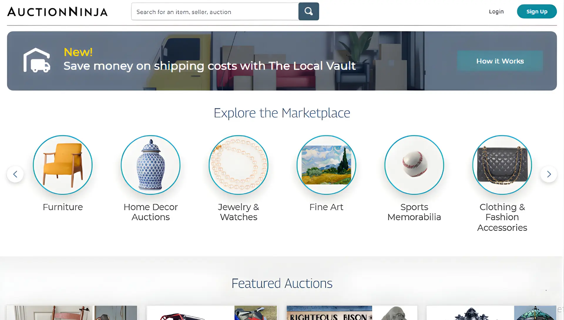 6 Auction Ninja uses visual category icons to enhance browsing speed and clarity for bidders.