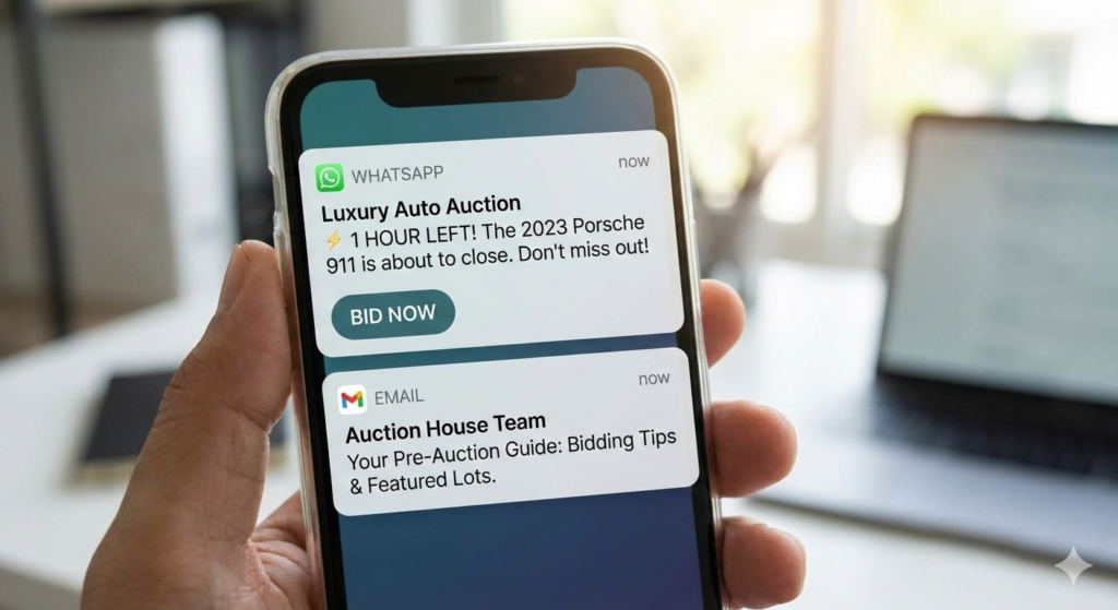 Why Email and WhatsApp Are the Most Powerful Auction marketing automation Combination